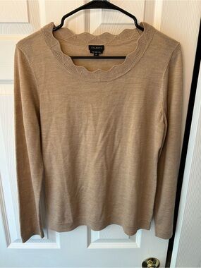 Talbots Pure Merino Wool Scalloped Neck Sweater
